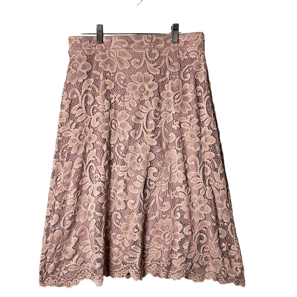 Olivia Blu Skirt Womens M Rose Pink Lace Midi Skirt Romantic Vintage Girly